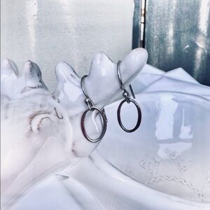 Minimalist Oval Drop Sterling Silver Earrings